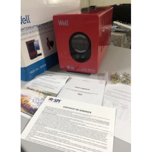 ДБЖ з правильною синусоїдою WELL PSW-Well-1500VA (900W), 24V під 2 акб 12V