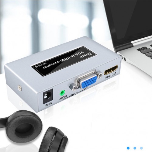 Конвертер (преобразователь) сигнала VGA в HDMI Dtech DT-7004B Серый