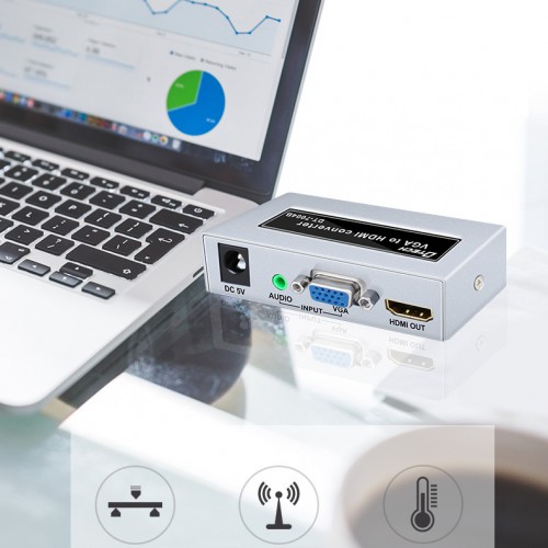 Конвертер (преобразователь) сигнала VGA в HDMI Dtech DT-7004B Серый