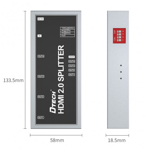 Сплітер (розгалужувач) 4K HDMI 2.0 1x4 Dtech DT-7214