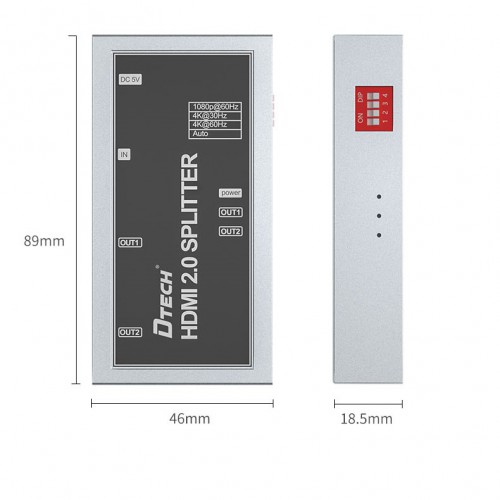 Спліттер (розгалужувач) 4K HDMI 2.0 1х2 Dtech DT-7212