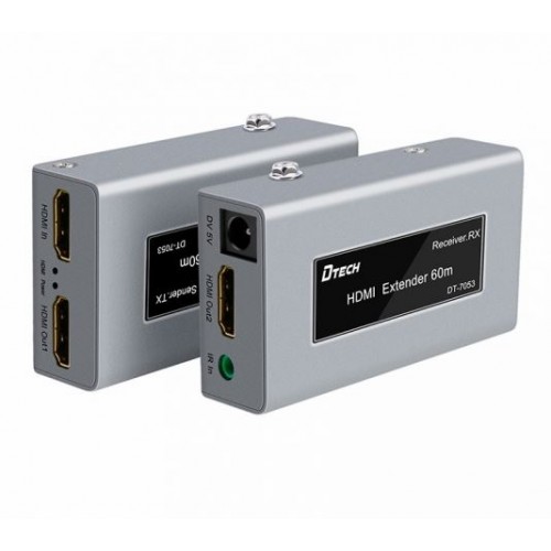 Комплект Extender удлинитель hdmi сигнала с IR до 60м по UTP/FTP кабелю  Dtech HDMI DT-7053