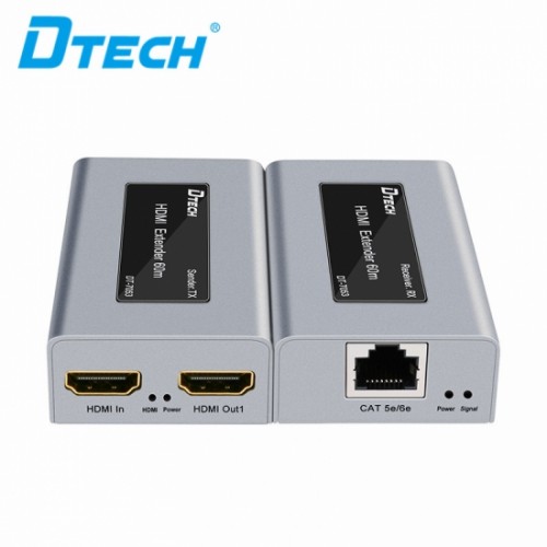 Комплект Extender удлинитель hdmi сигнала с IR до 60м по UTP/FTP кабелю  Dtech HDMI DT-7053