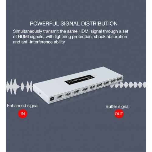 Розгалужувач 4K HDMI інтерфейсу, спліттер на 8 портів Dtech DT-7148B