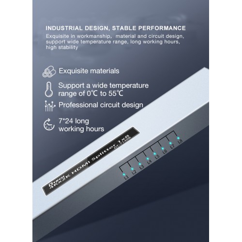 Розгалужувач 4K HDMI інтерфейсу, спліттер на 8 портів Dtech DT-7148B