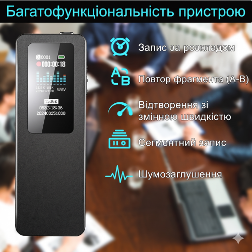 Цифровой мини-диктофон MP3-плеер с цветным экраном 400 мАч Patrul V73 64Gb