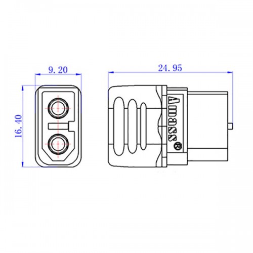 Силовой разъем (female, мама) с колпачком Picocellink XT60H-F