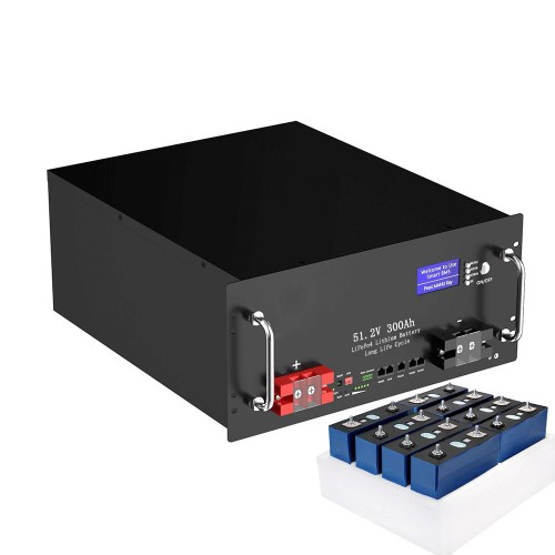 Акумуляторна батарея Lifepo4 51.2V 300Ah BMS200A із вбудованим LCD дисплеєм