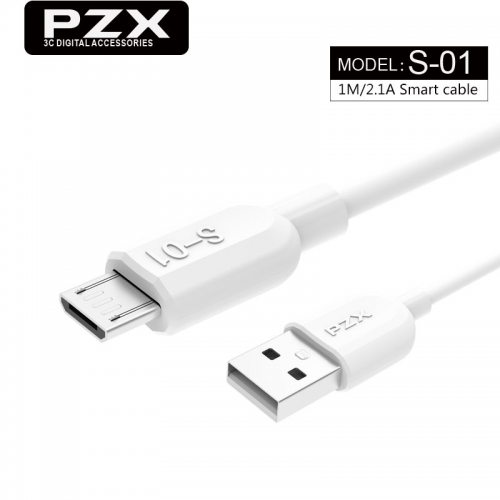 Кабель PZX S-01, Micro-USB, A 2.1, White, длина 2м