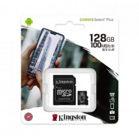 Картка памяті microsd  128gb kingston c10 canvas select plus 100r a1 +sd адаптер 