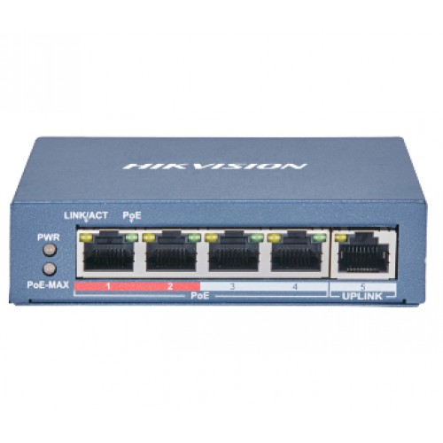 4-портовый неуправляемый POE коммутатор Hikvision Hikvision DS-3E0105P-E(B)