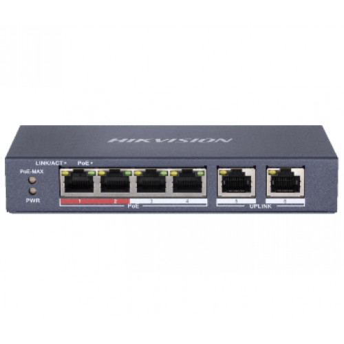 4-канальный Ethernet неуправляемый POE Hikvision DS-3E0106P-E/M