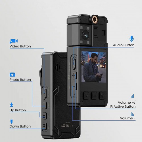 Портативна міні камера (нагрудний відеореєстратор) 1080P HD з підтримкою нічного бачення Patrul A38