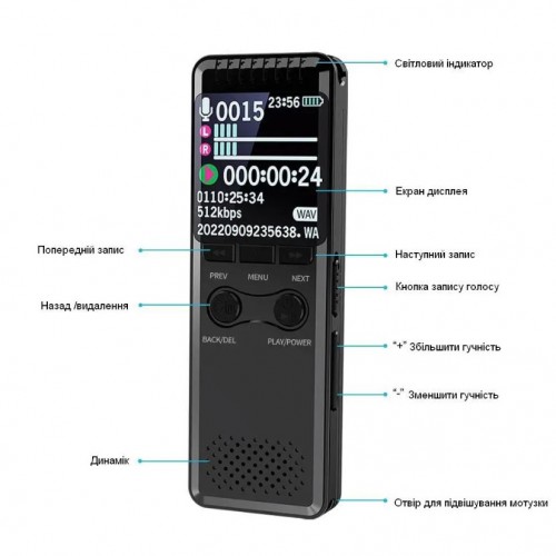 Портативный HiFi диктофон MP3 плеер с поддержкой голосовой активации Patrul V30c