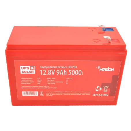 Літієва акумуляторна батарея merlion merlion lfp12.8-9us 12.8В 9А•ч
