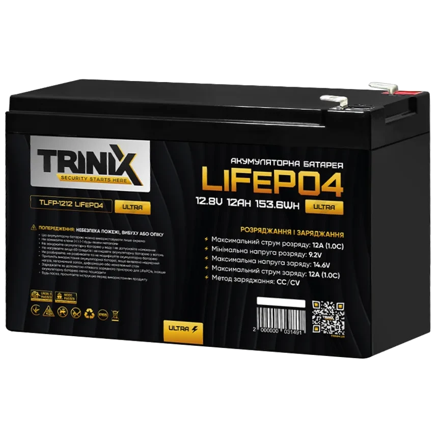 Литиевая аккумуляторная батарея trinix trinix tlfp-1212 ultra 12А•ч 12В