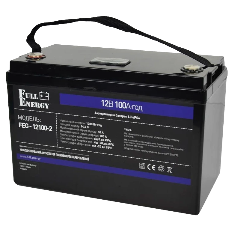 Литиевая аккумуляторная батарея full energy full energy feg-12100-2 lifepo4 12В 100А•ч