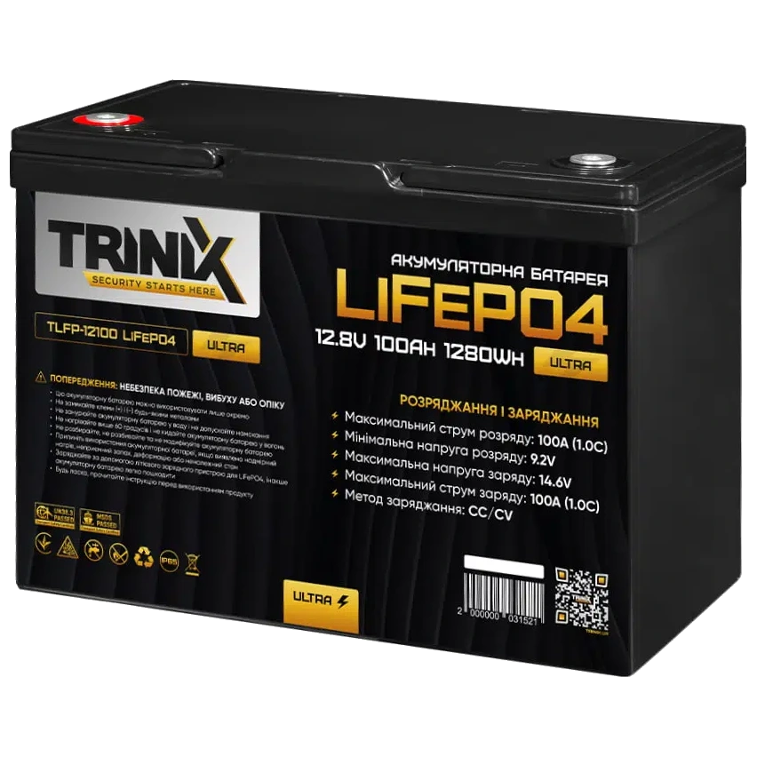 Литиевая аккумуляторная батарея trinix trinix tlfp-12100 ultra 100А•ч 12В