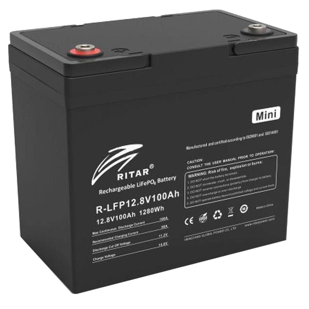 Литиевая аккумуляторная батарея ritar ritar r-lfp12.8v100ah-mini lifepo4 12 В 100 a•ч