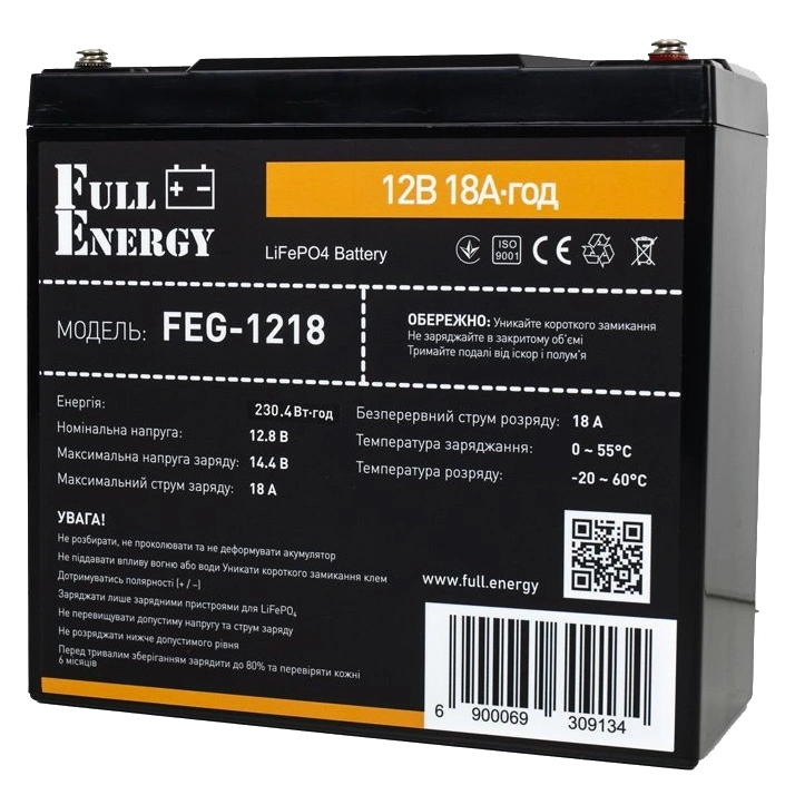 Літієва акумуляторна батарея full energy full energy feg-1218 lifepo4 12.8В 230А•г