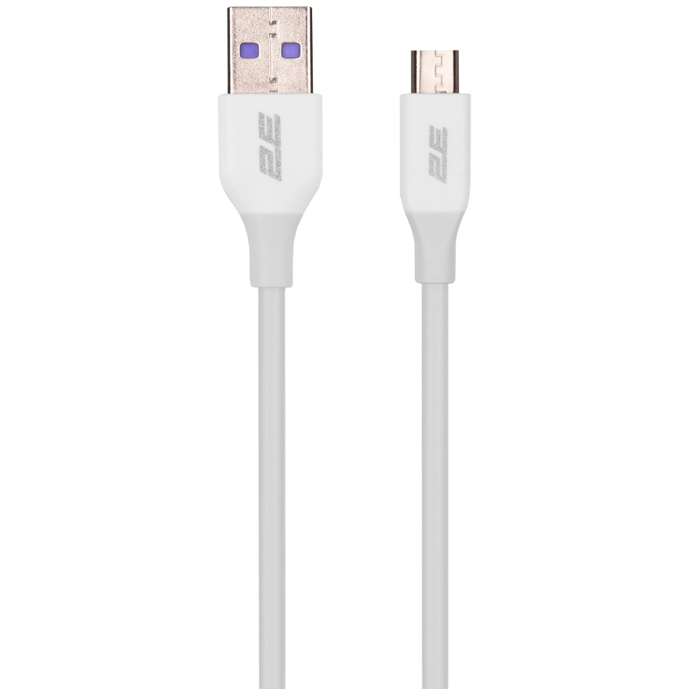 Кабель 2e 2e usb-a-microusb, glow, 1m, white (2e-ccam-wh)