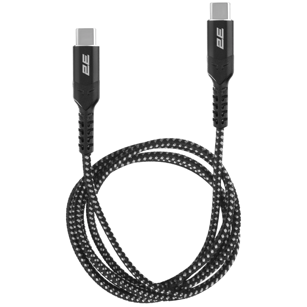 Кабель заряджання/синхронізації 1м 240Вт плетений чорний 2e 2e type-c usb-c > usb-c