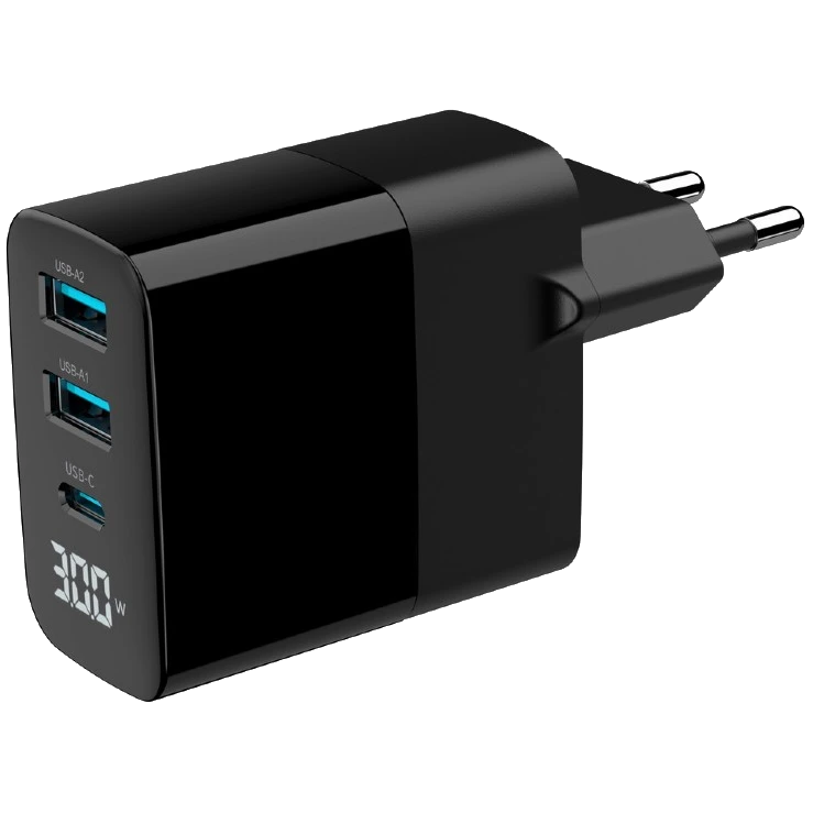 Сетевое зарядное устройство gembird gembird ta-uc-pdqc30lcd-bk-02 2хusb-a (qc3.0 18w) + 1хtype-c (pd20w)