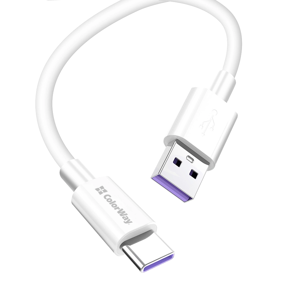 Кабель colorway usb - type-c (fast charging) 5.0А 1м белый
