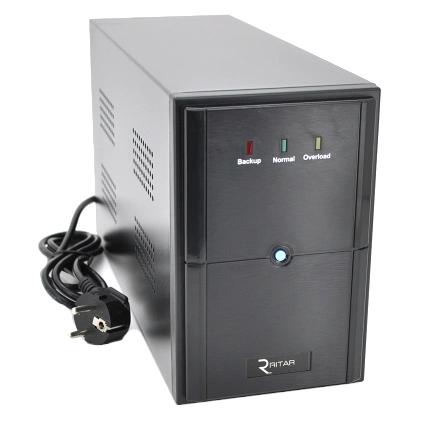 Джерело безперебійного живлення ritar ritar e-rtm650 elf-l led (390w) 2xschuko 1x12В7А•г