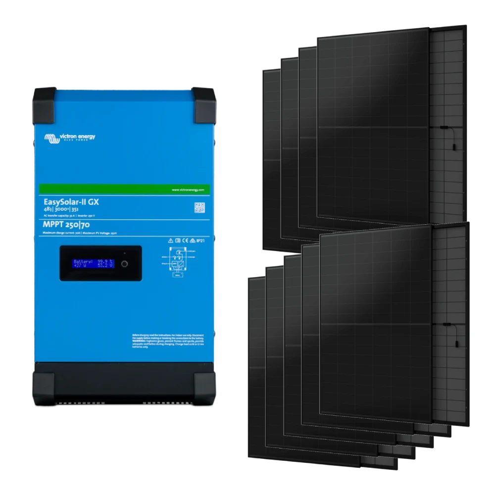 Система автономного живлення однофазна victron energy victron energy easysolar-ii gx 48/3000/35-32 + aiko-a445-mah54mb 2.4 кВт