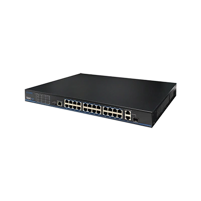 24 порта 10/100 Мбит/с poe+ 2 порта gigabit rj-45 (1 порт комбинированный sfp) utepo utp3226ts-psb
