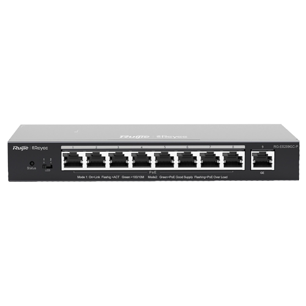 9-портовый гигабитный интеллектуальный poe коммутатор ruijie ruijie rg-es209gc-p