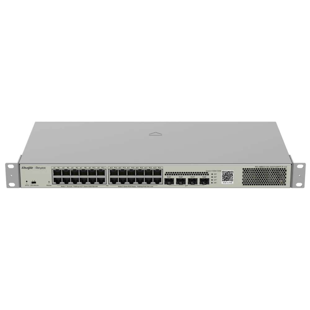 24-портовый гигабитный l2 управляемый коммутатор poe ruijie ruijie rg-nbs3100-24gt4sfp-p