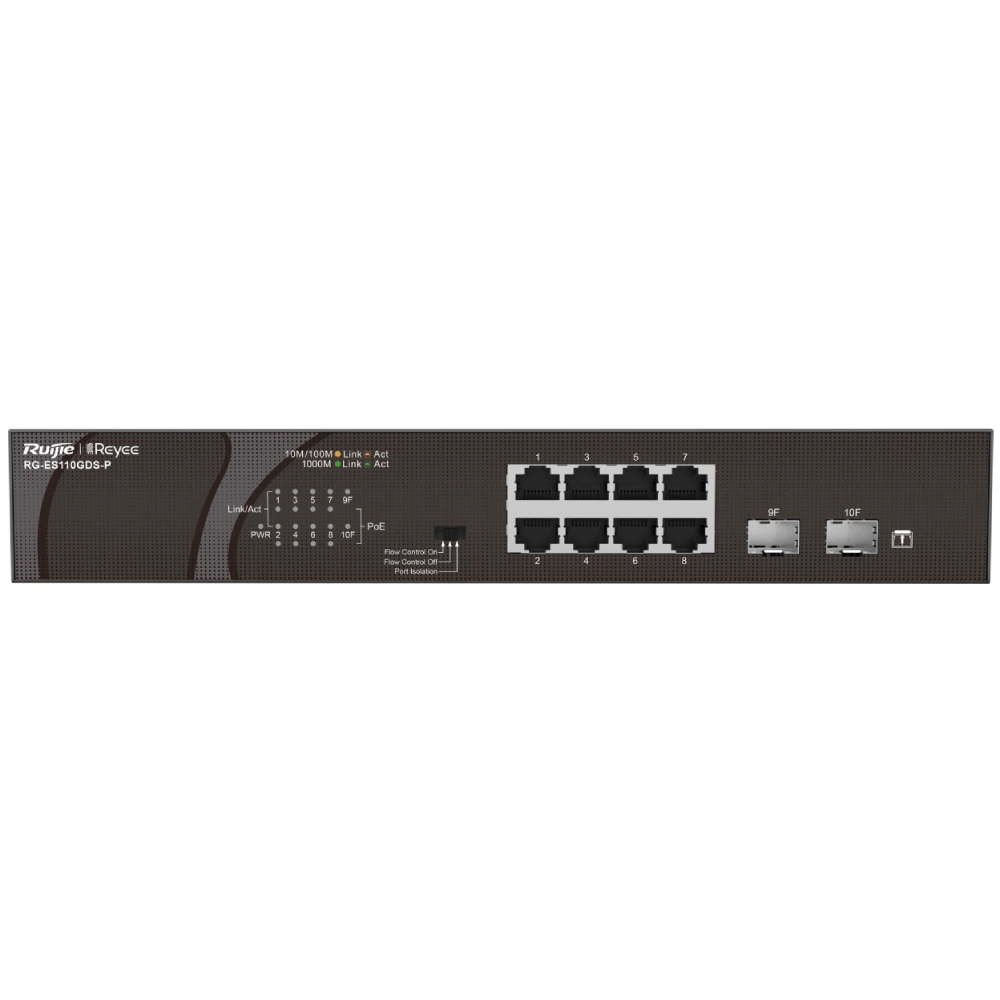 10-портовый неуправляемый poe коммутатор ruijie ruijie reyee rg-es110gds-p