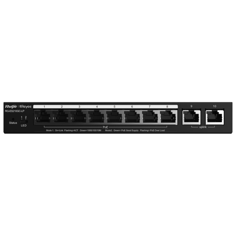 10-портовый гигабитный интеллектуальный poe коммутатор ruijie ruijie reyee rg-es210gc-lp