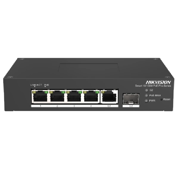 Управляемый 4-портовый коммутатор poe 10/100 Мбит/с hikvision ds-3t1306p-si/hs