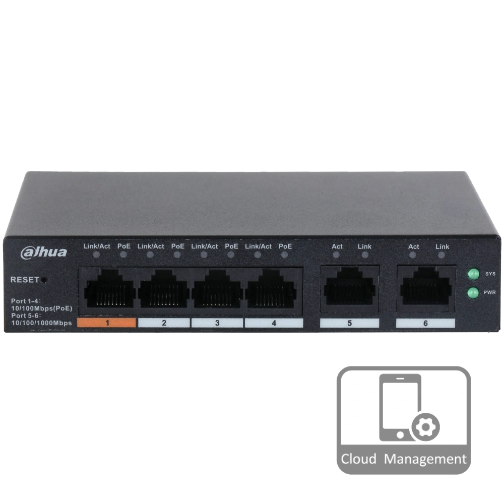 4-портовый управляемый с poe dahua dh-cs4006-4et-60