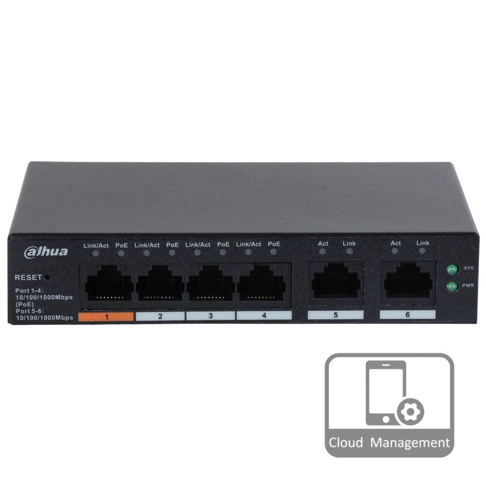 4-портовый гигабитный управляемый с poe dahua dh-cs4006-4gt-60