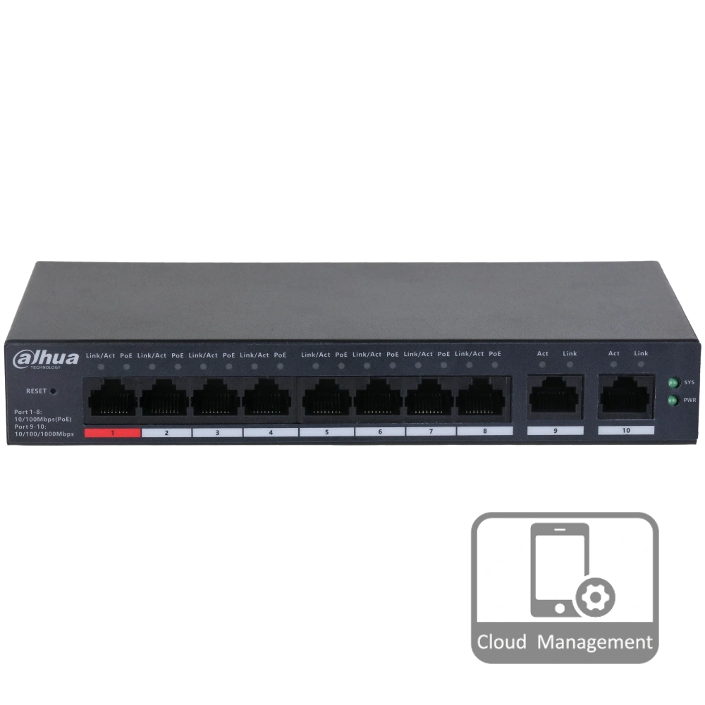 8-портовый управляемый с poe dahua dh-cs4010-8et-110