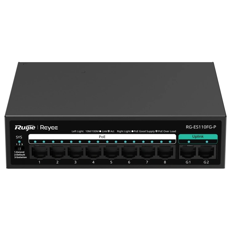 10-портовый 10/100Мб неуправляемый poe ruijie ruijie reyee rg-es110fg-p