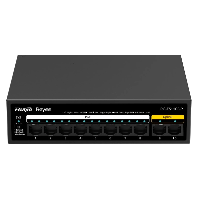 10-портовый 10/100Мб неуправляемый poe ruijie ruijie reyee rg-es110f-p