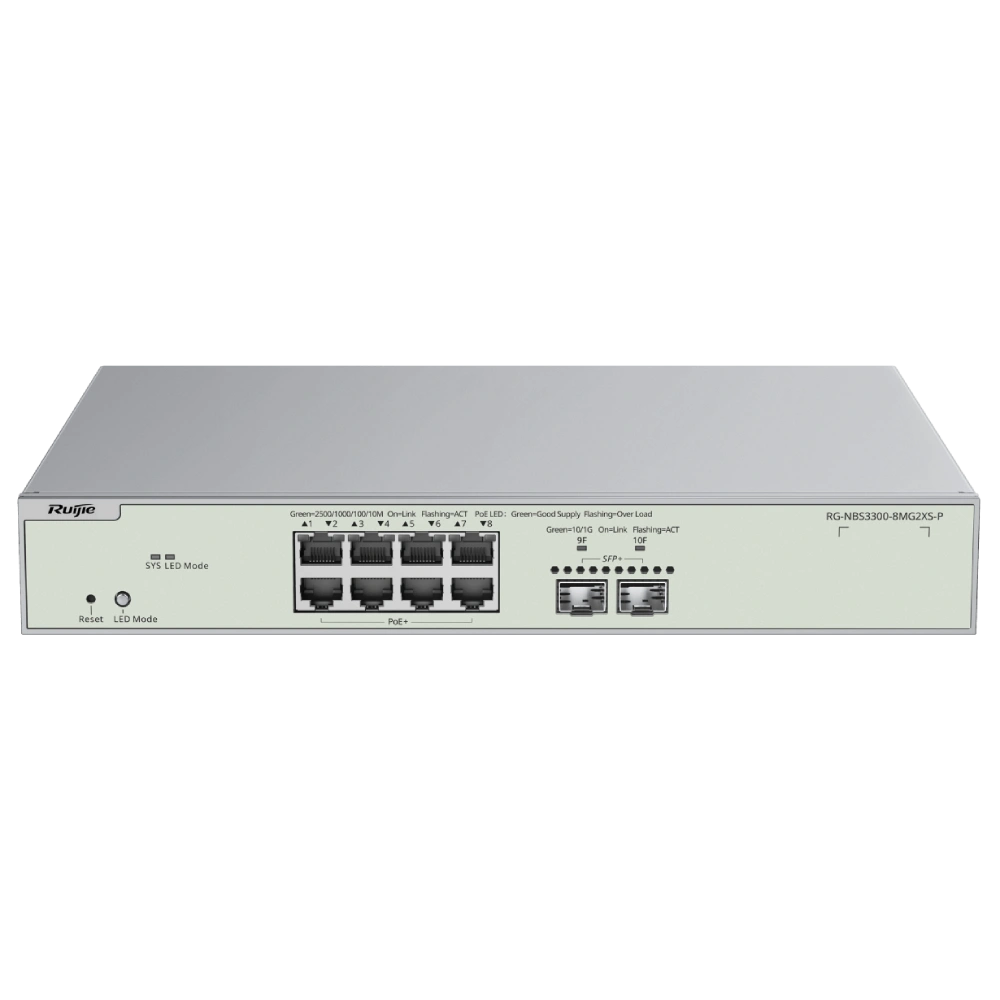 Коммутатор 8 портов управляемый ruijie ruijie rg-nbs3300-8mg2xs-p poe