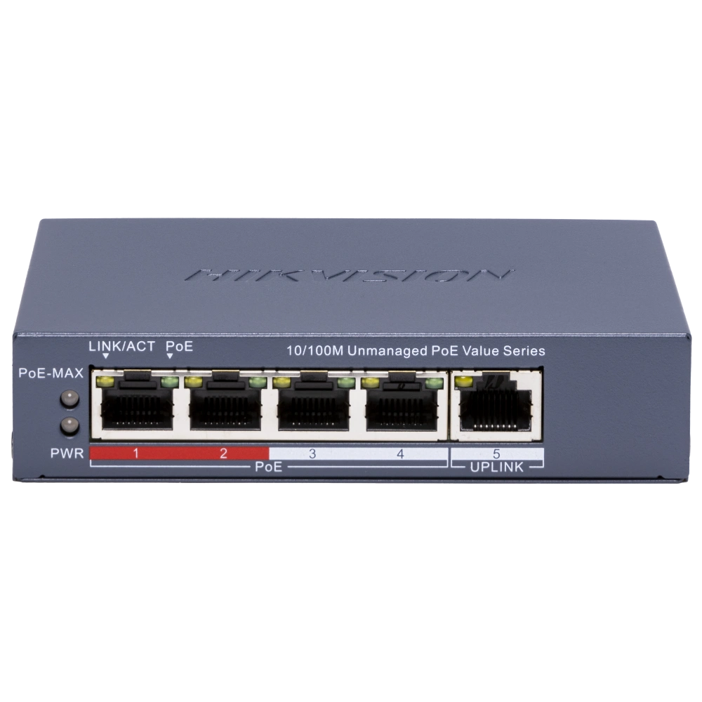 Коммутатор 4 порта неуправляемый hikvision hikvision ds-3e0105p-e/m(c) poe
