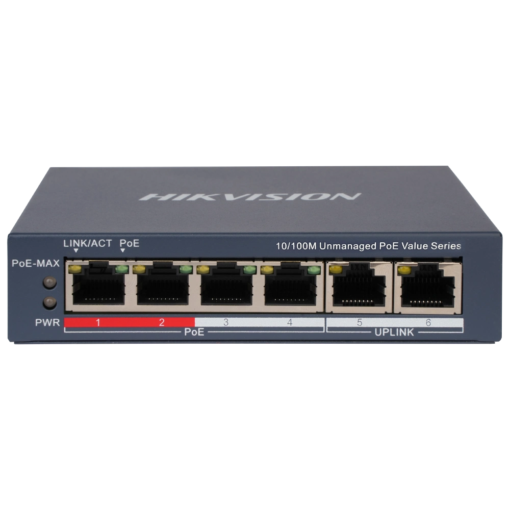 Комутатор 4 порти некерований hikvision hikvision ds-3e0106p-e/m(b) poe