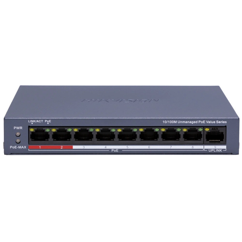 Коммутатор 8 портов неуправляемый hikvision hikvision ds-3e0109p-e/m(c) poe