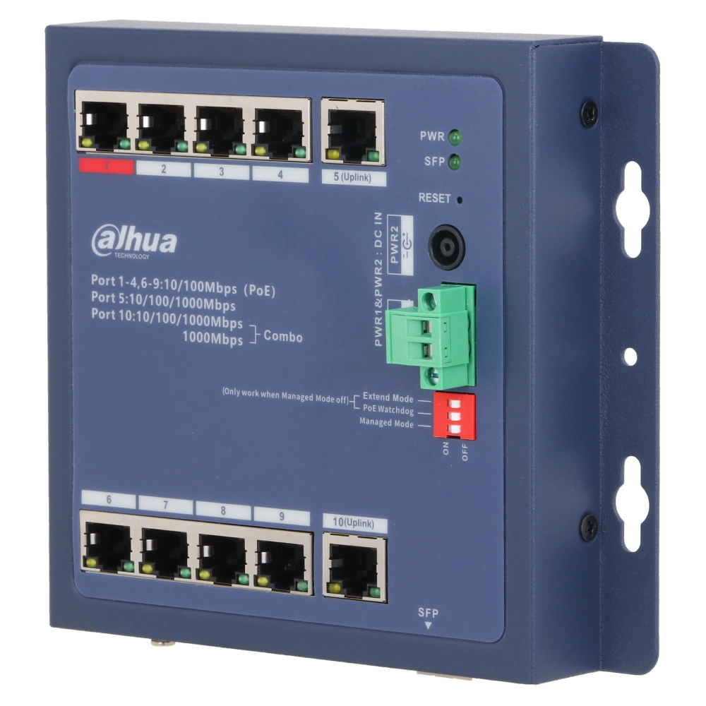 Коммутатор 8 портов управляемый dahua dahua dh-chs4110-8et-90-f poe
