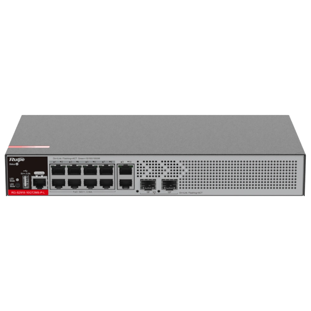 Коммутатор 12 портов управляемый ruijie ruijie rg-s2915-10gt2ms-p-l layer 2+ poe+