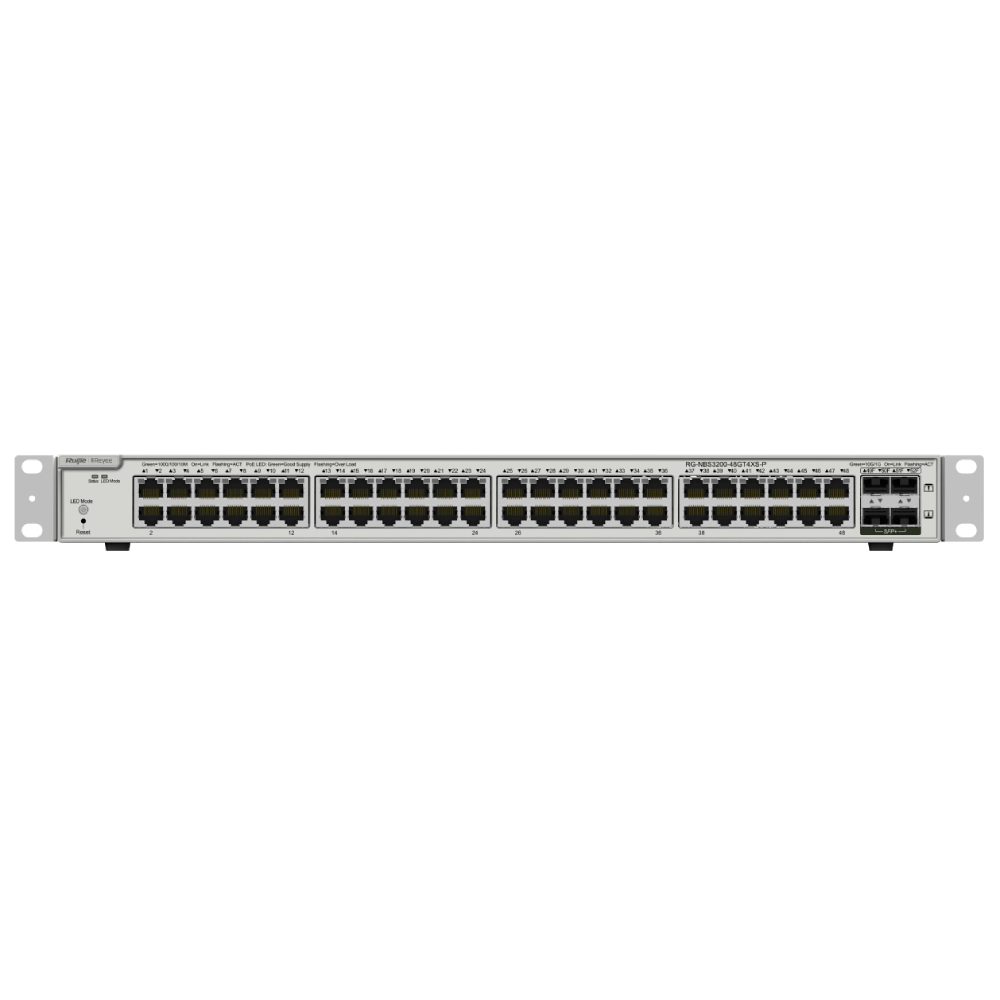 Комутатор 48 портів керований ruijie ruijie reyee rg-nbs3200-48gt4xs-p-v2 l2+ poe