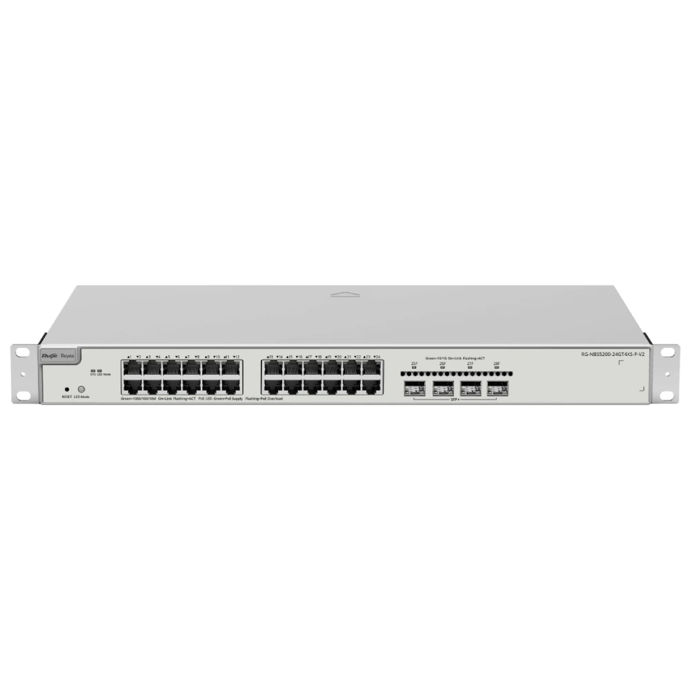Комутатор 24 порти керований ruijie ruijie reyee rg-nbs5200-24gt4xs-p-v2 l3 poe
