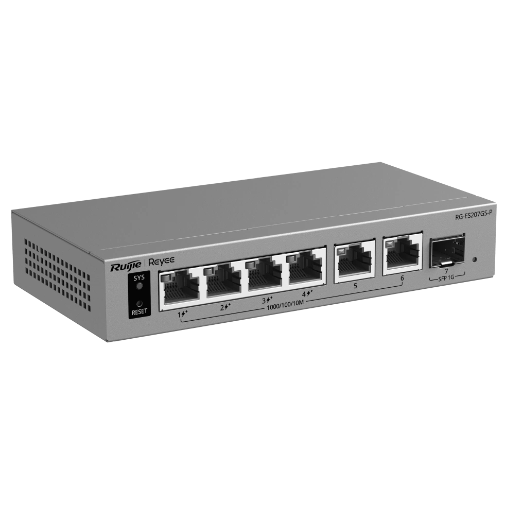 Комутатор 6 портів керований хмарно ruijie ruijie rg-es207gs-p poe